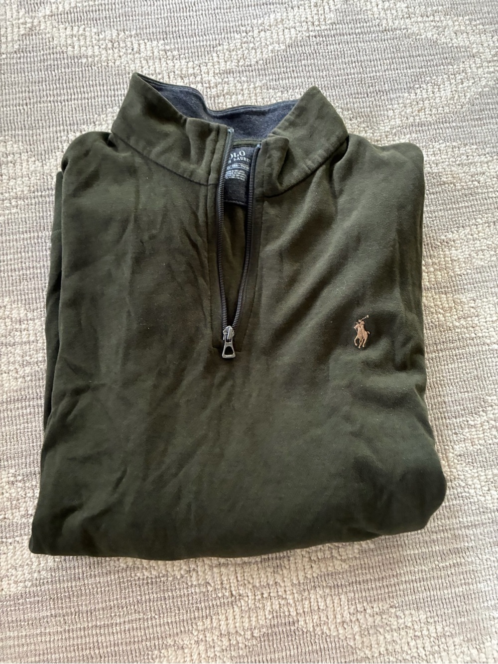 Polo by Ralph Lauren Men's Dark Olive Zip-Neck Sweater
